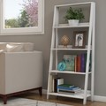 Hastings Home 4 Shelf Ladder Bookshelf, Free Standing Wooden Tiered Bookcase with Frame and Decorative Leaning Look 573576APY